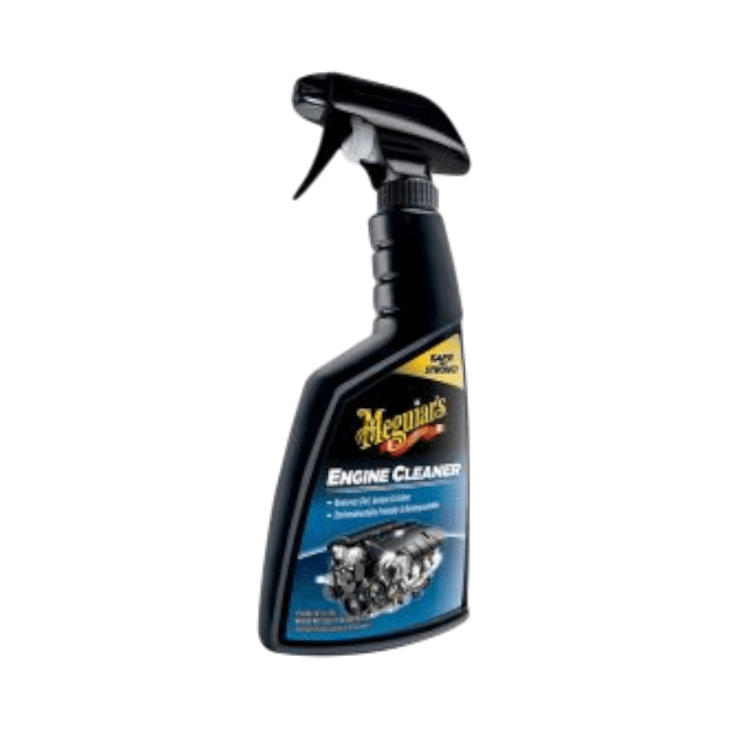 Motorrengöring från Meguiar’s i sprayflaska – skonsam men effektiv mot olja och smuts i motorutrymmet.