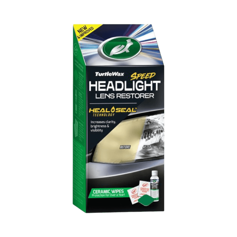 Turtle Wax Speed Headlight Lens Restorer förbättrar ljusstyrka och sikt med Heal & Seal teknologi.