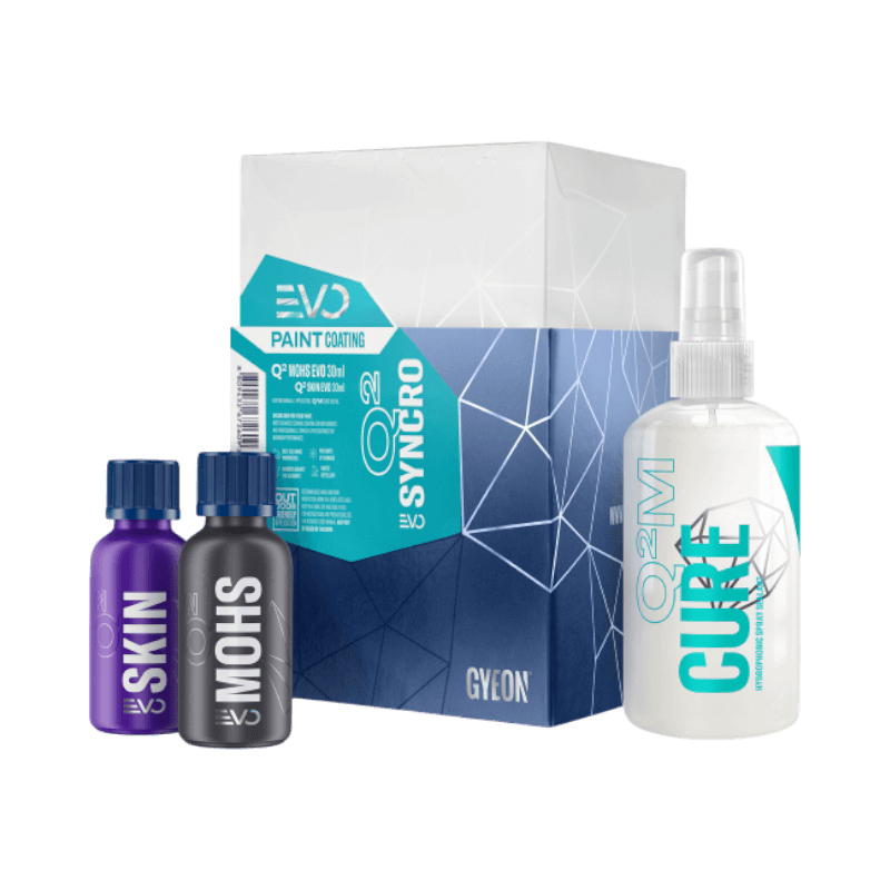 Gyeon Q² Syncro EVO avancerat 3-stegssystem med MOHS, SKIN och CURE spray för lackförsegling