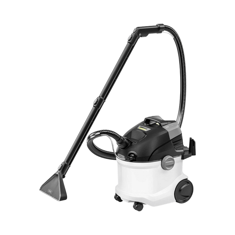 Kärcher SE 5.100 grovdammsugare med vattentank och munstycke för textilrengöring i bil och hem.